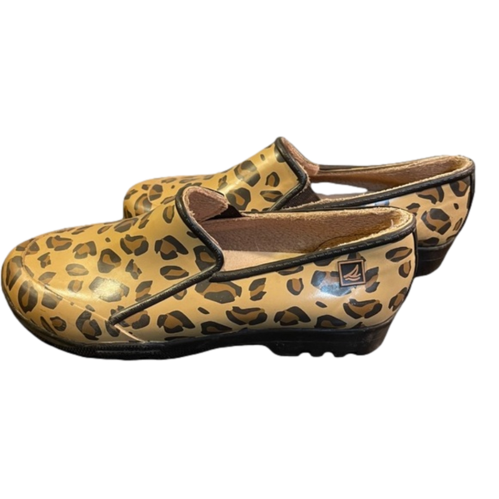 Sperry Top-Sider Mules Shoes Rubber Animal Print Slip On Nurse Waterproof 6